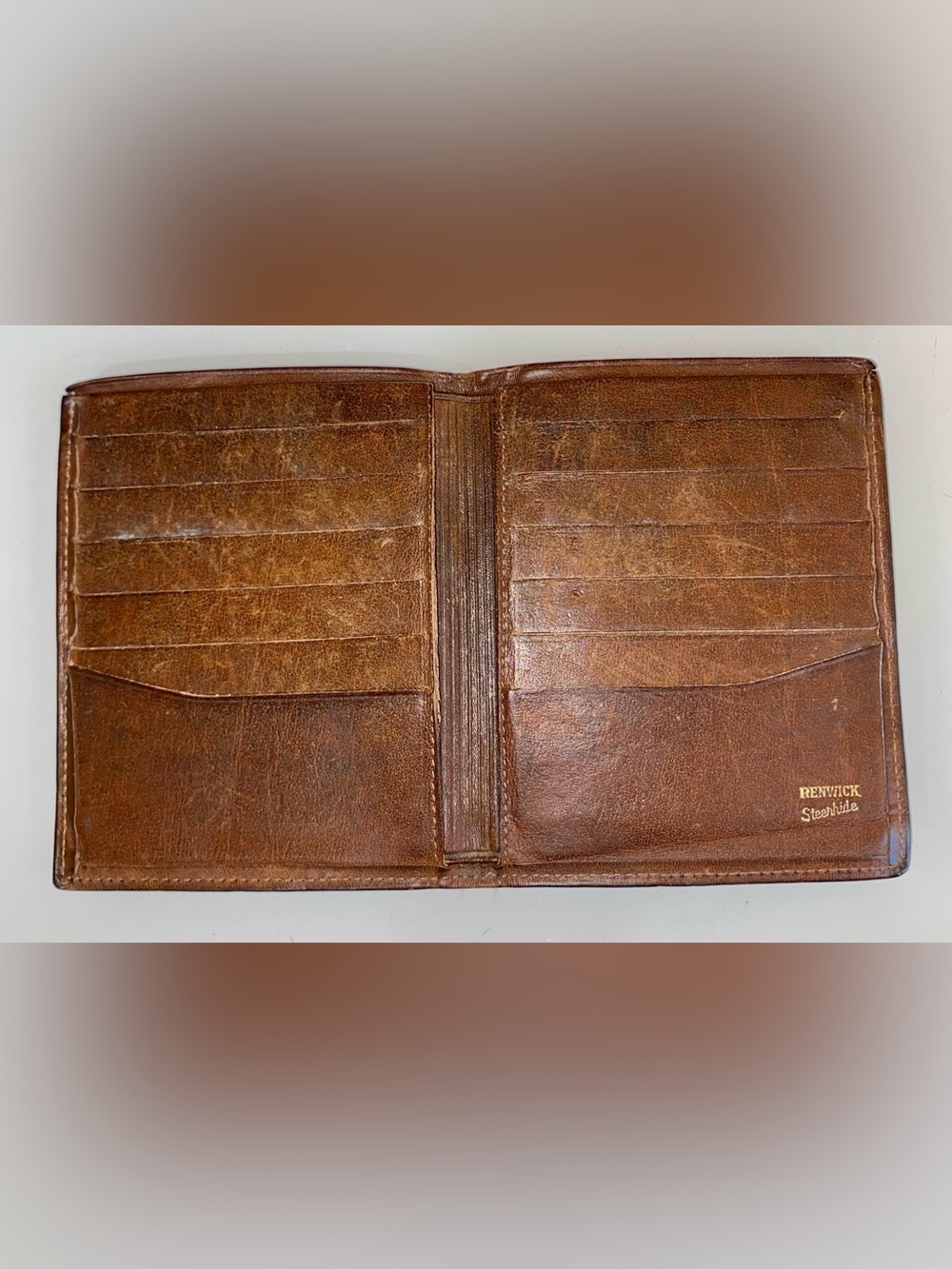 Vintage Renwick Steerhide Brown Leather Men’s Bi-Fold Card Wallet